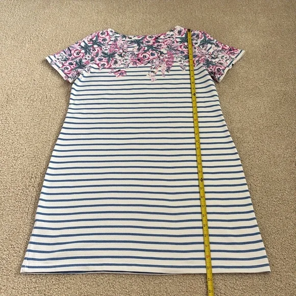 Pair of Joules Women’s Riviera Print Dresses - Floral Red & Blue Stripe Floral - Picture 7 of 11